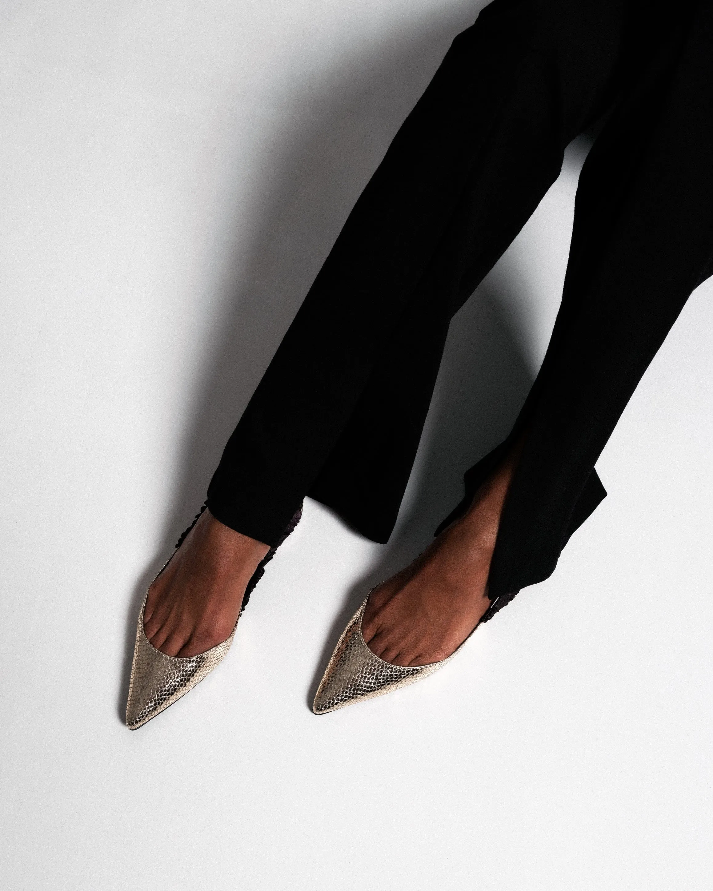 11:30am Sunday Brunch Vegan Leather Slingback Flats | Gold