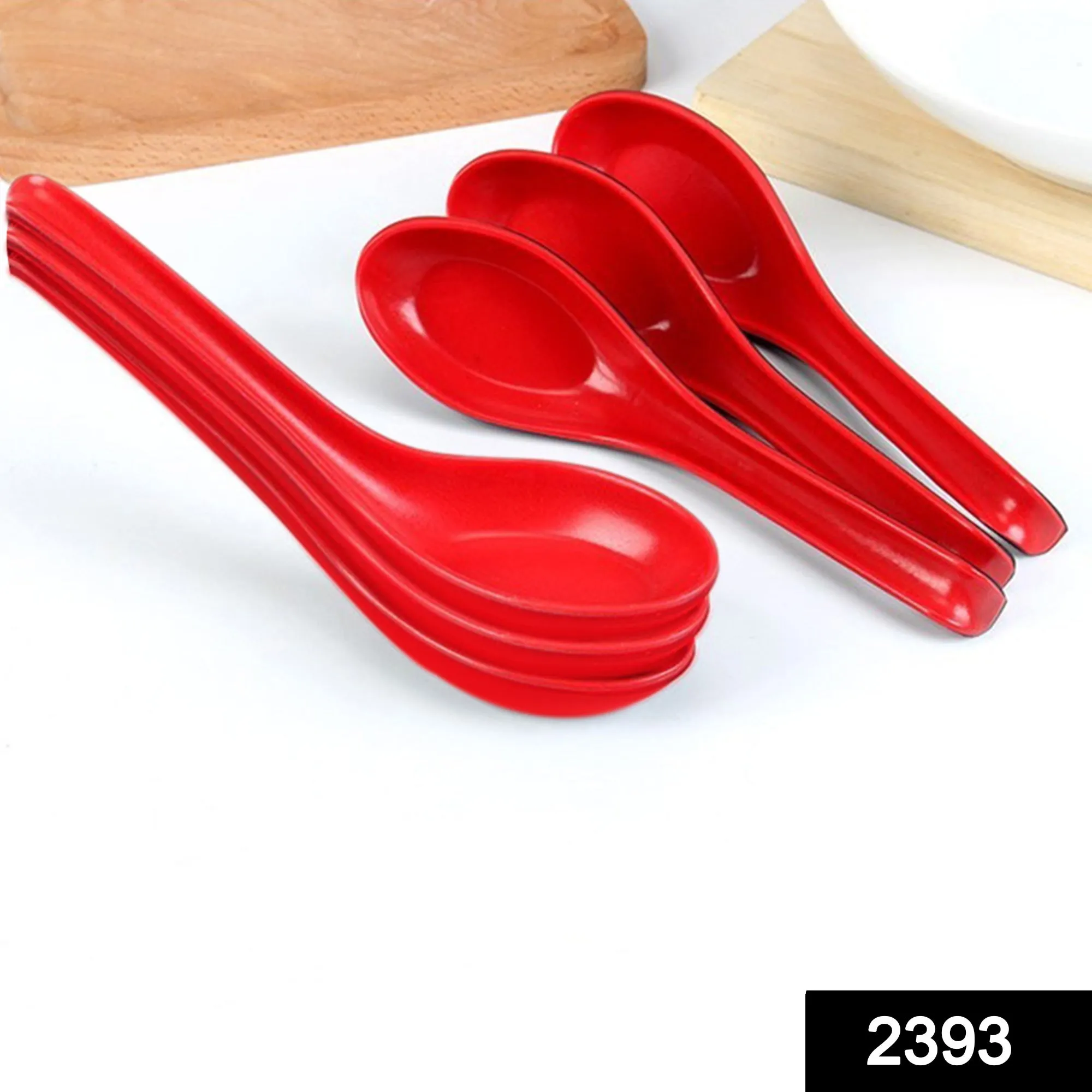 2393 Microwave Safe, Unbreakable, Colorful Soup / Dessert Spoons, Food Grade Set of 6 Pcs,