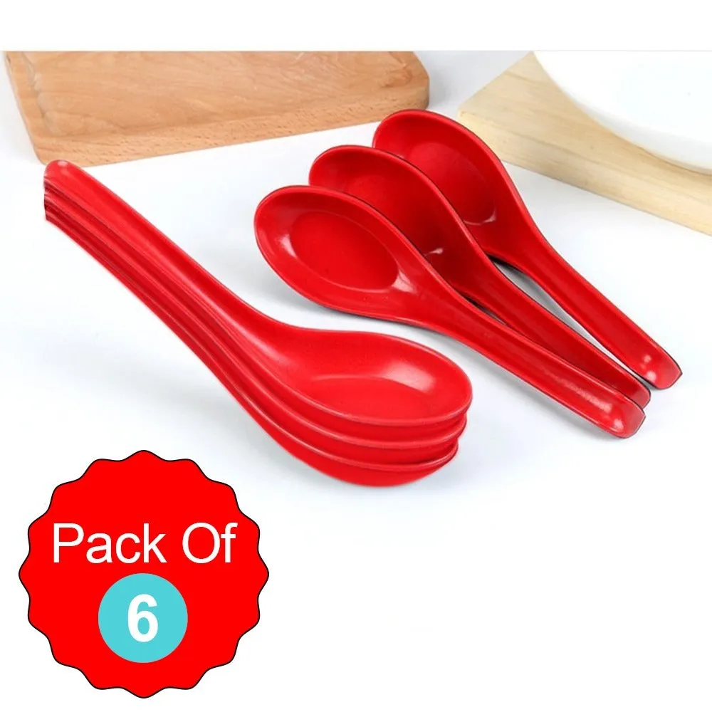 2393 Microwave Safe, Unbreakable, Colorful Soup / Dessert Spoons, Food Grade Set of 6 Pcs,