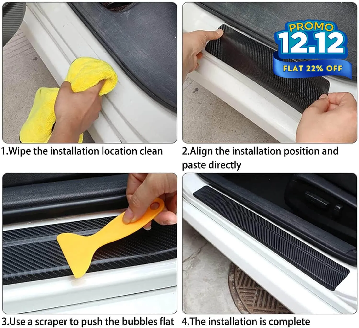 4 PCS Car Door Sill Protector