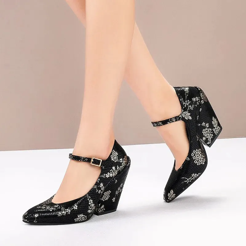 Advbridge -  High Appearance Level One-line Buckle with Wedge Heel Chunky High Heel Waterproof Platform Comfortable Non-slip Women's Shoes