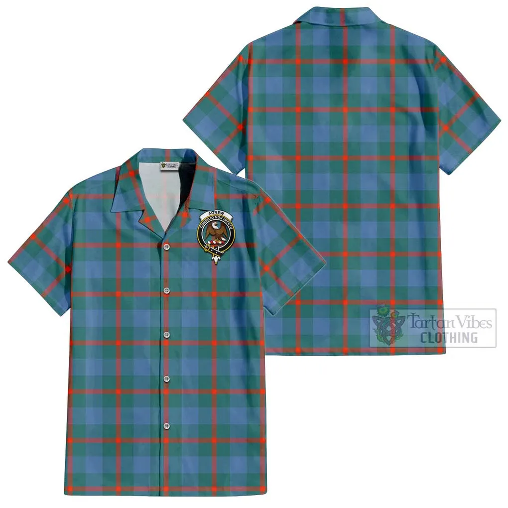 Agnew Ancient Tartan Cotton Hawaiian Shirt with Family Crest