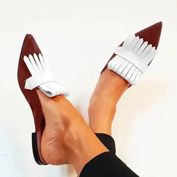 Aiertu Pointed Toe Big Size Shoes Woman Casual Female Sneakers Low Heels Flats Fringe Large Size Dress New Tassel Scandals Lace-Up Slip