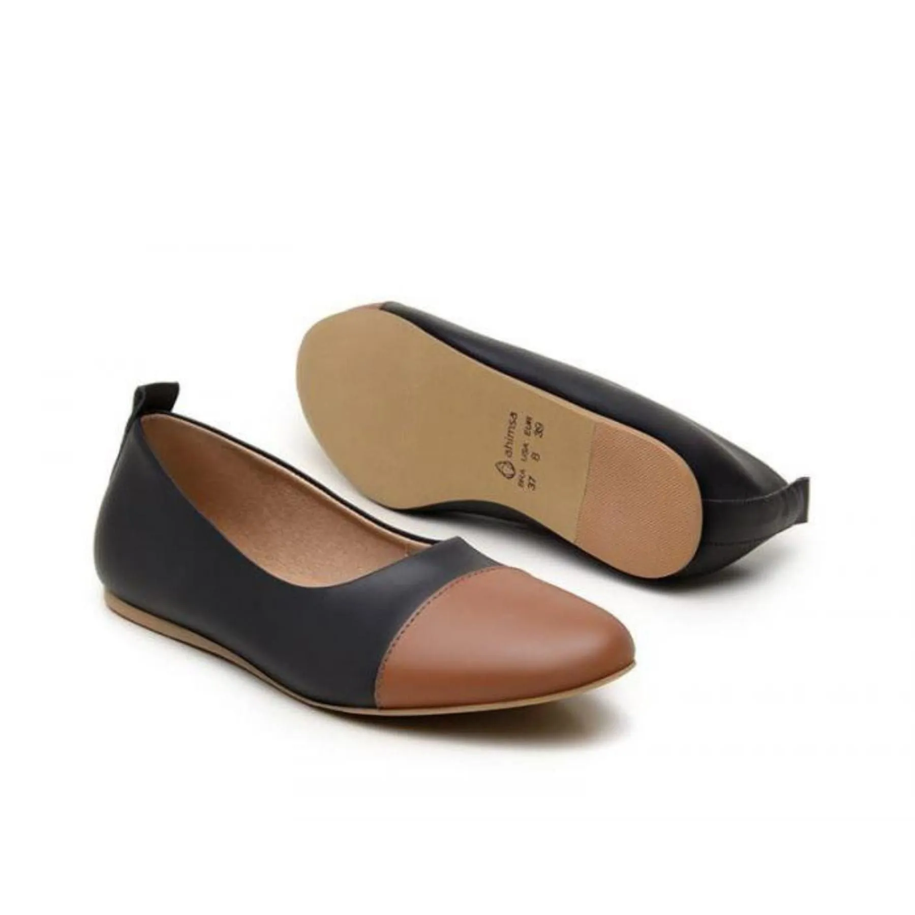 'Angelica' vegan-leather ballet flats by Ahimsa - black