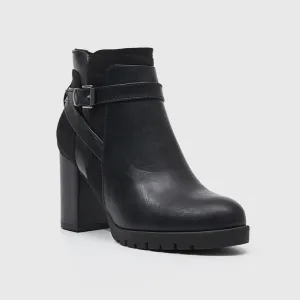 Ankle Boots Chunky Heel Side Zipper