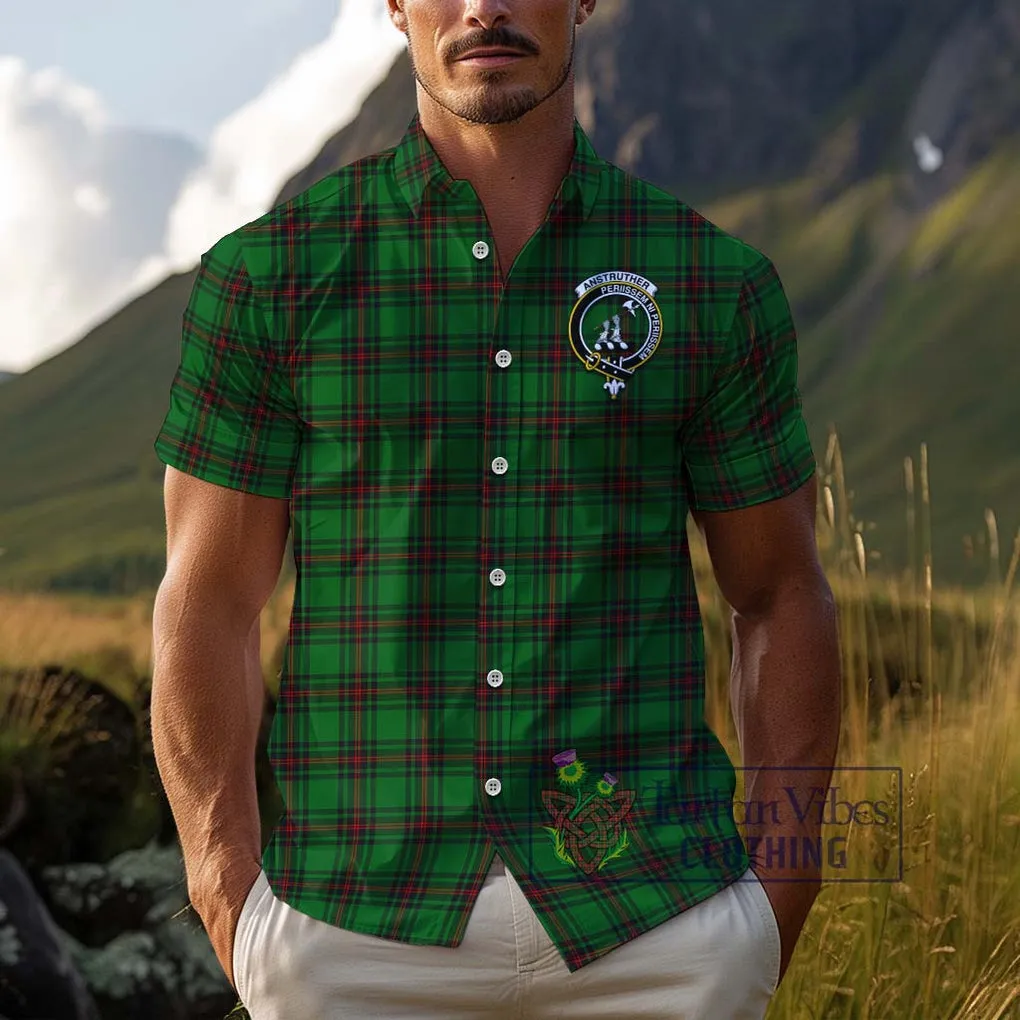 Anstruther Tartan Cotton Hawaiian Shirt with Family Crest