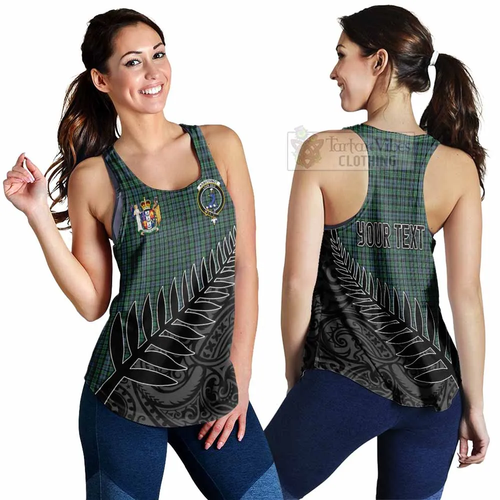 Arbuthnot Crest Tartan Women's Racerback Tanks with New Zealand Silver Fern Half Style