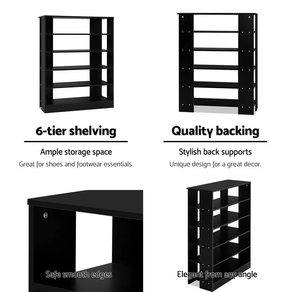 Artiss Shoe Rack Cabinet 30 Pairs 6-Tier Shelf Black