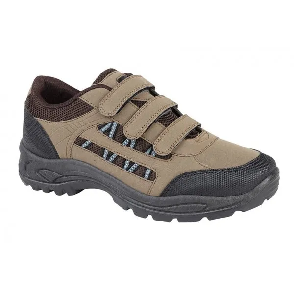 ASCEND Mens Triple Touch Fasten Padded Trail Shoes Khaki/Brown