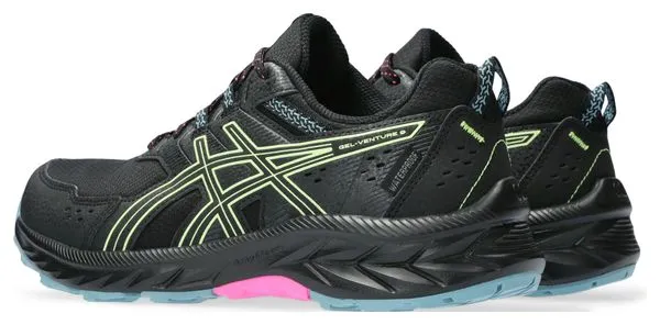 Asics Gel Venture 9 Waterproof Trail Shoes Black Yellow Blue Women's