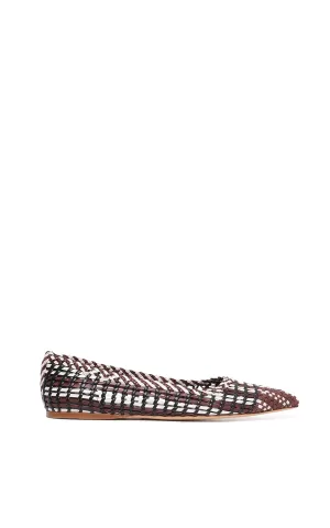 Aurora Braided Flat Shoe in Chocolate Multi Leather