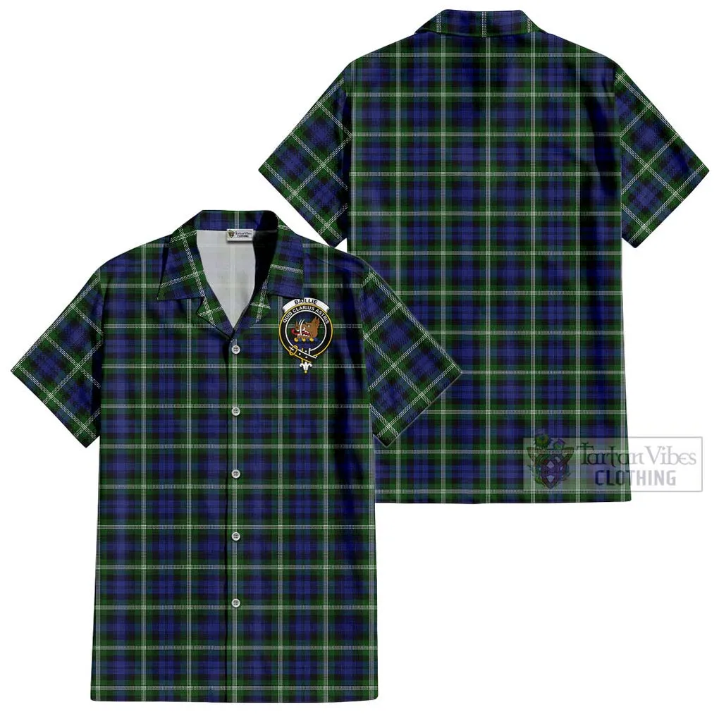 Baillie of Polkemmet Tartan Cotton Hawaiian Shirt with Family Crest