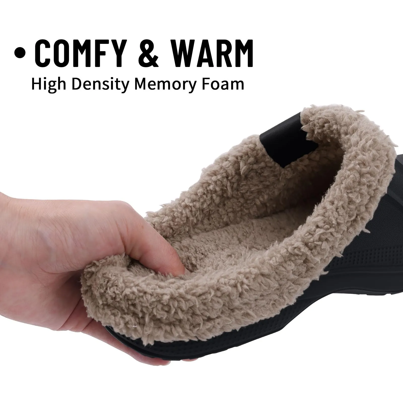 Beslip Classic Fur Lined Waterproof Winter Fuzzy Slippers, Black and Khaki, Women's Sizes 8.5-9