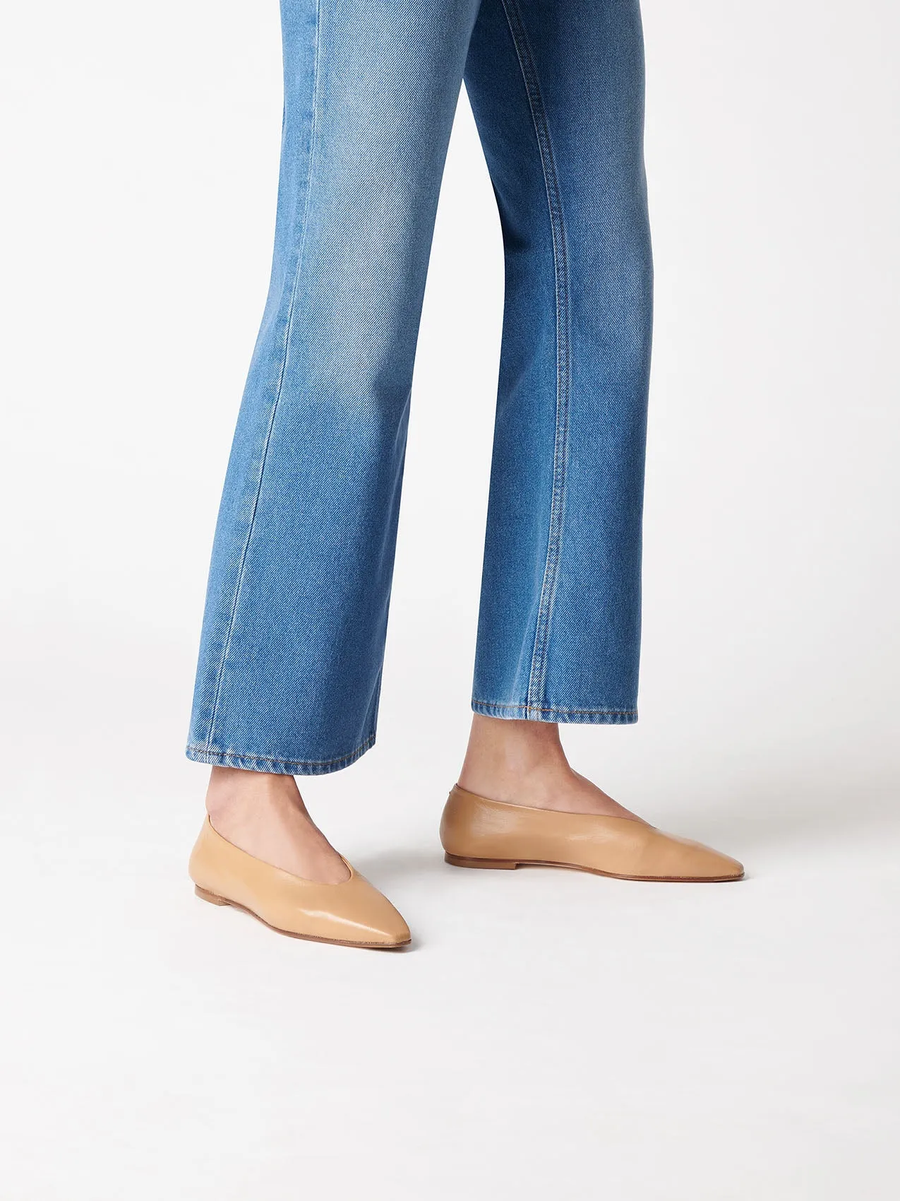 Betty Leather Square-Toe Ballet Flats