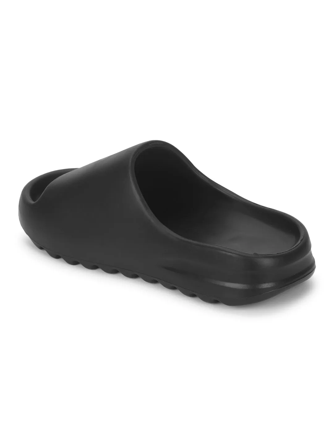 Black PU Open Toe Slip Ons (TC-RS3091-BLK)