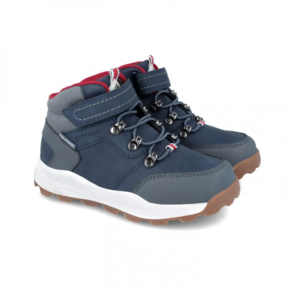 Blue waterproof boot with elastics and velcro