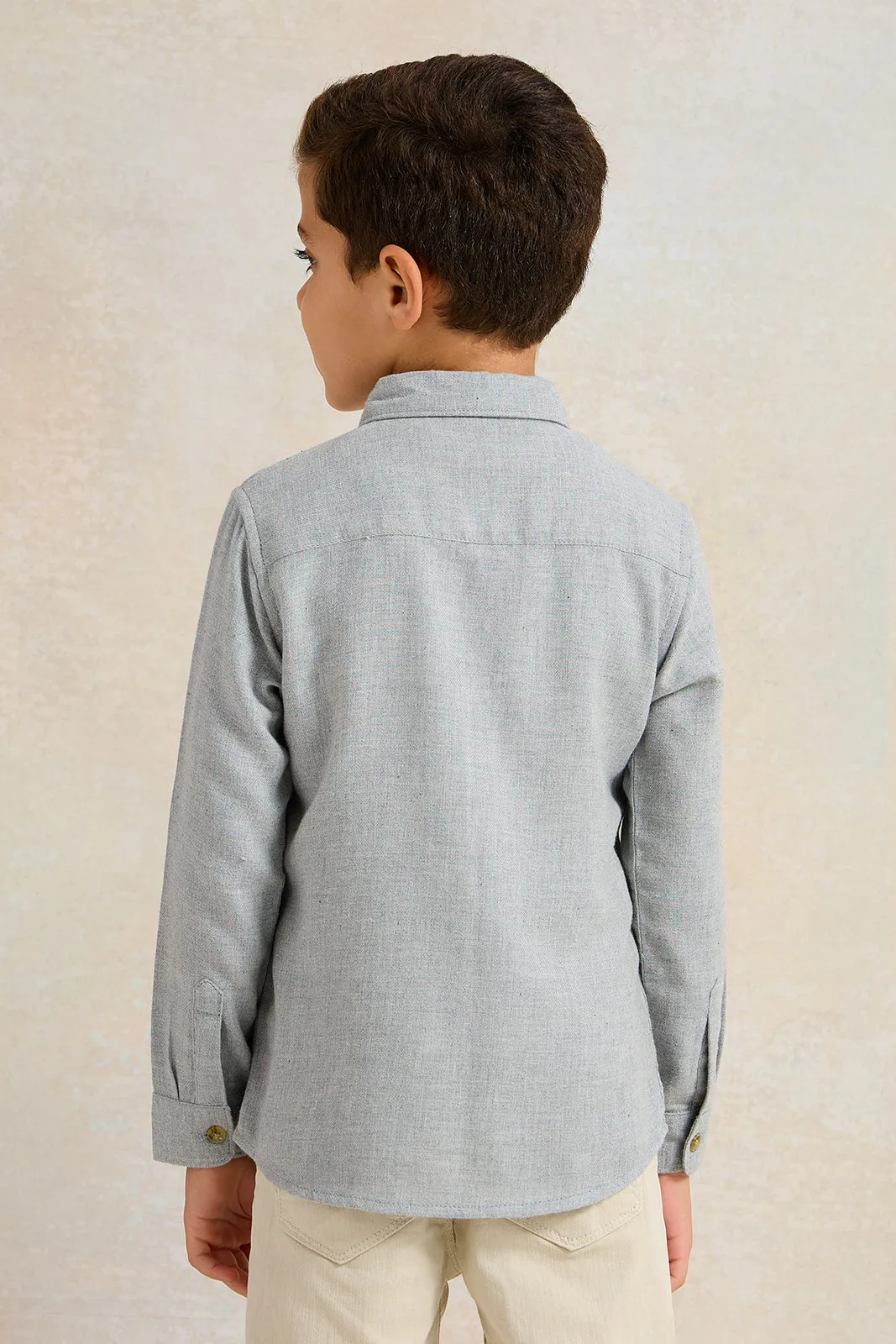 Boys Grey Long Sleeve Shirt