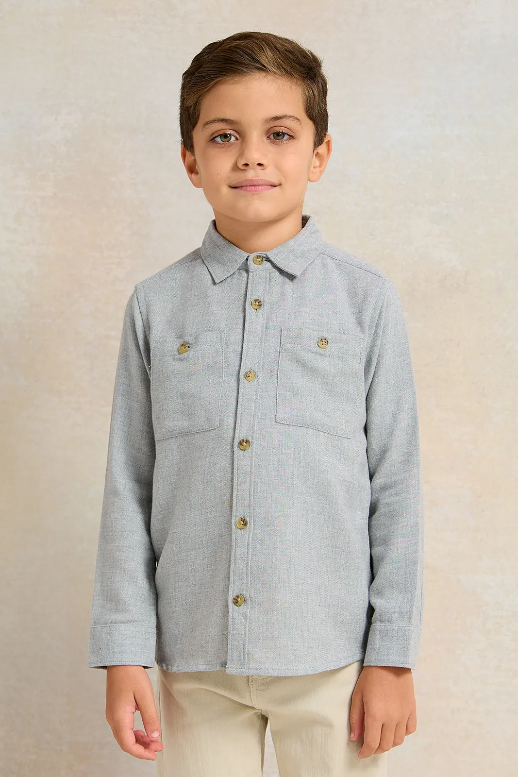 Boys Grey Long Sleeve Shirt