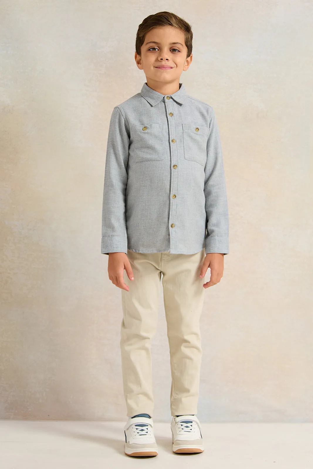 Boys Grey Long Sleeve Shirt