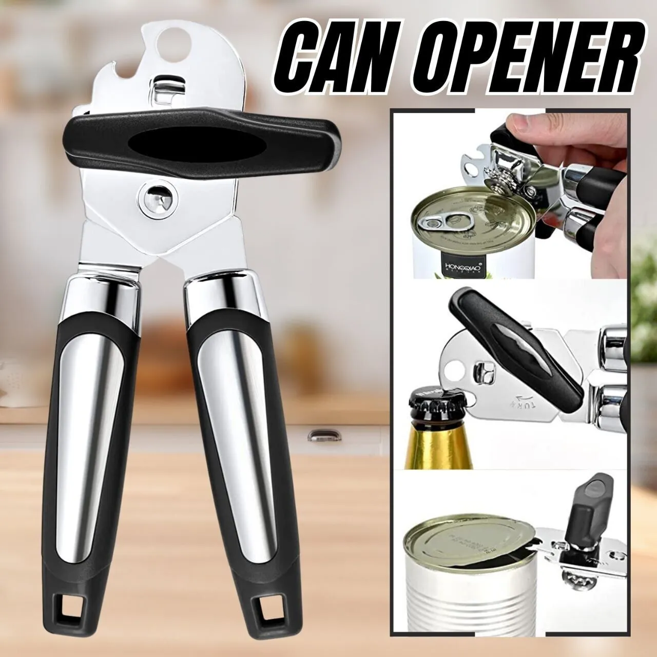 Can Opener Smooth Edge Heavy Duty Stainless Steel Blades Beer Opener | Brodtica.com