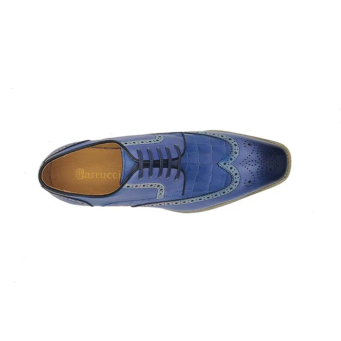 Carrucci Mens Blue Lace Up Oxford Leather Dress Shoes