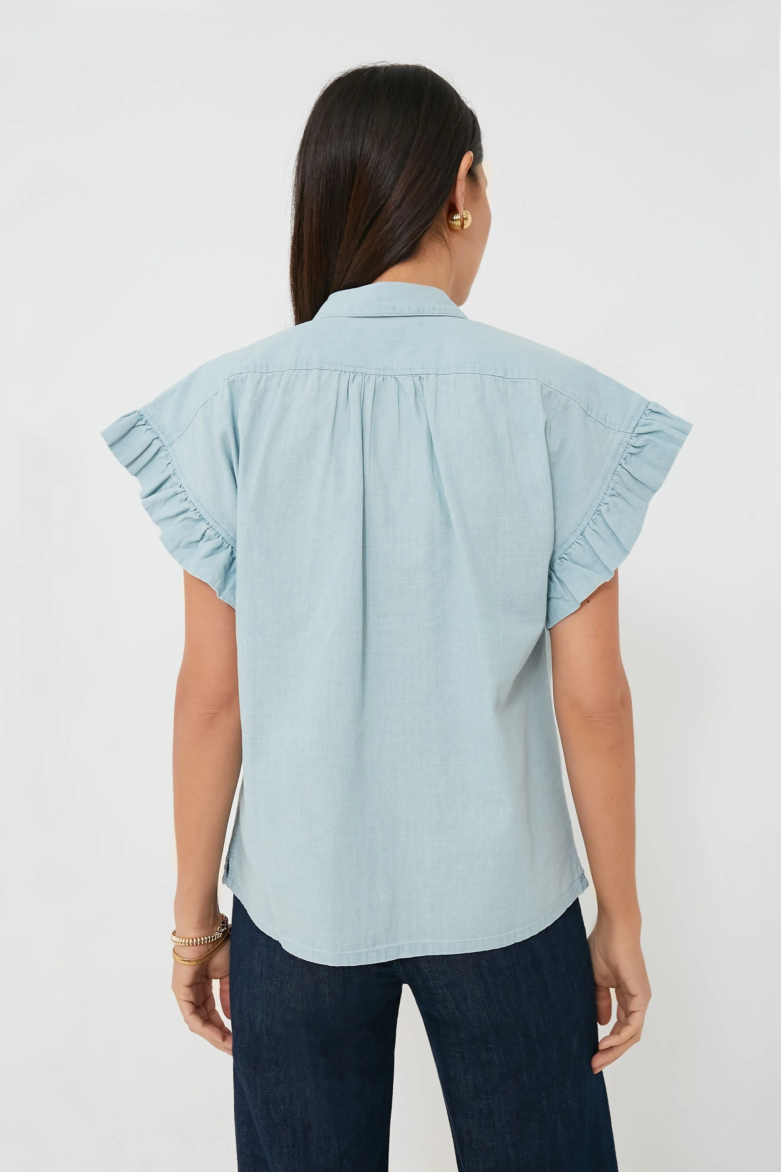 Chambray Marianne B Ruffle Sleeve Shirt