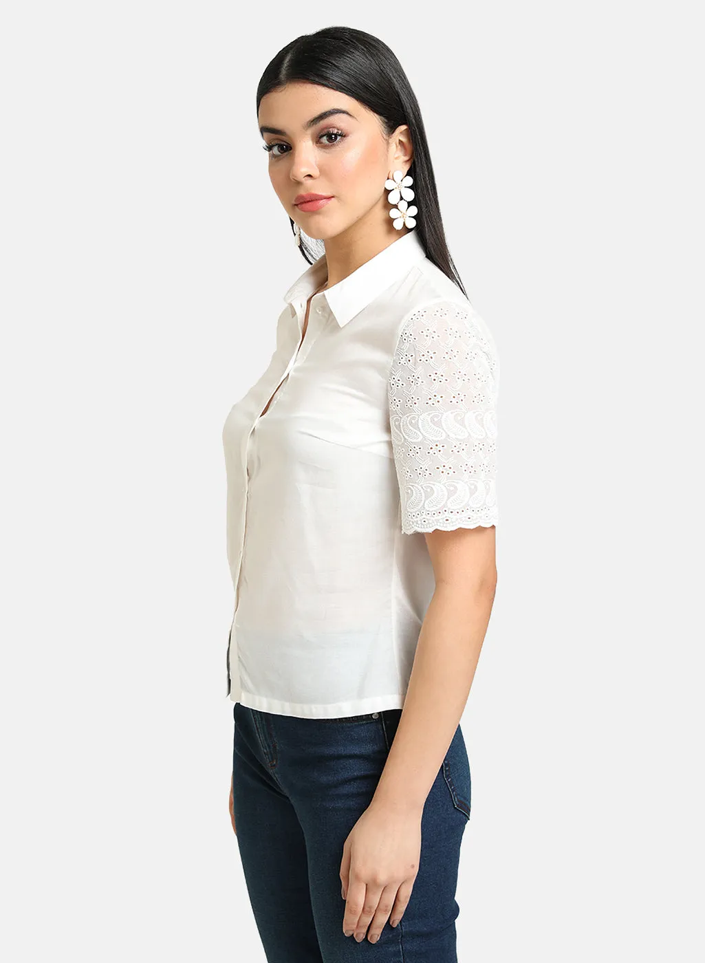 Classic Shirt With Schiffli Sleeves