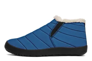 Cobalt Blue Winter Sneakers - Warm & Easy Slip-On Shoes Lined with Vegan Wool with Anti-Slip Soles