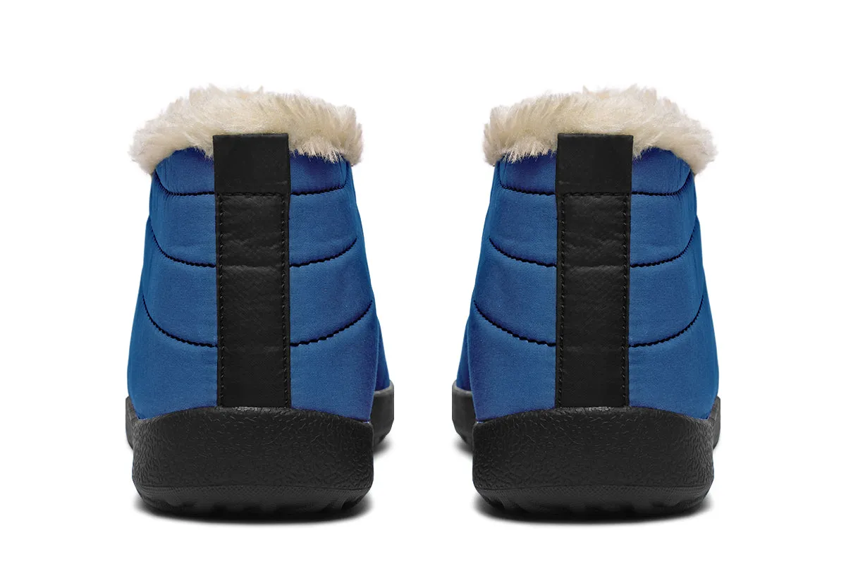 Cobalt Blue Winter Sneakers - Warm & Easy Slip-On Shoes Lined with Vegan Wool with Anti-Slip Soles