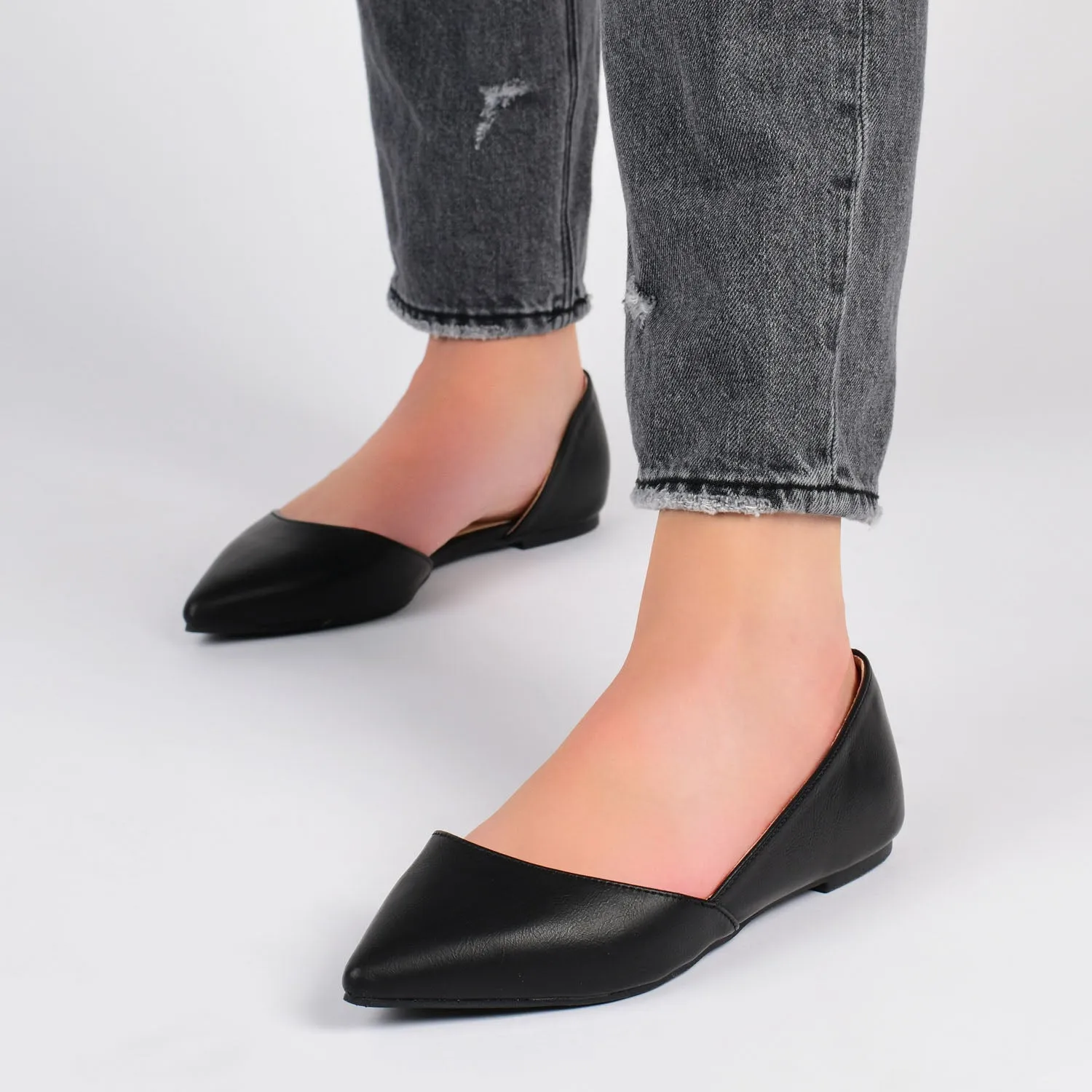 CORTNI D'ORSAY FLATS IN FAUX LEATHER