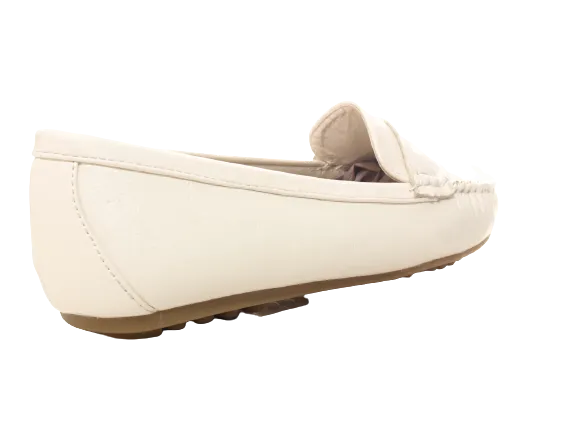 Damen Slipper Halbschuhe Ballerina Loafer Mokassins Slip On Flats Freizeit White # 764