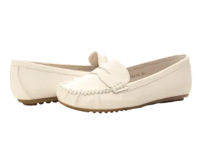 Damen Slipper Halbschuhe Ballerina Loafer Mokassins Slip On Flats Freizeit White # 764