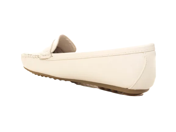 Damen Slipper Halbschuhe Ballerina Loafer Mokassins Slip On Flats Freizeit White # 764