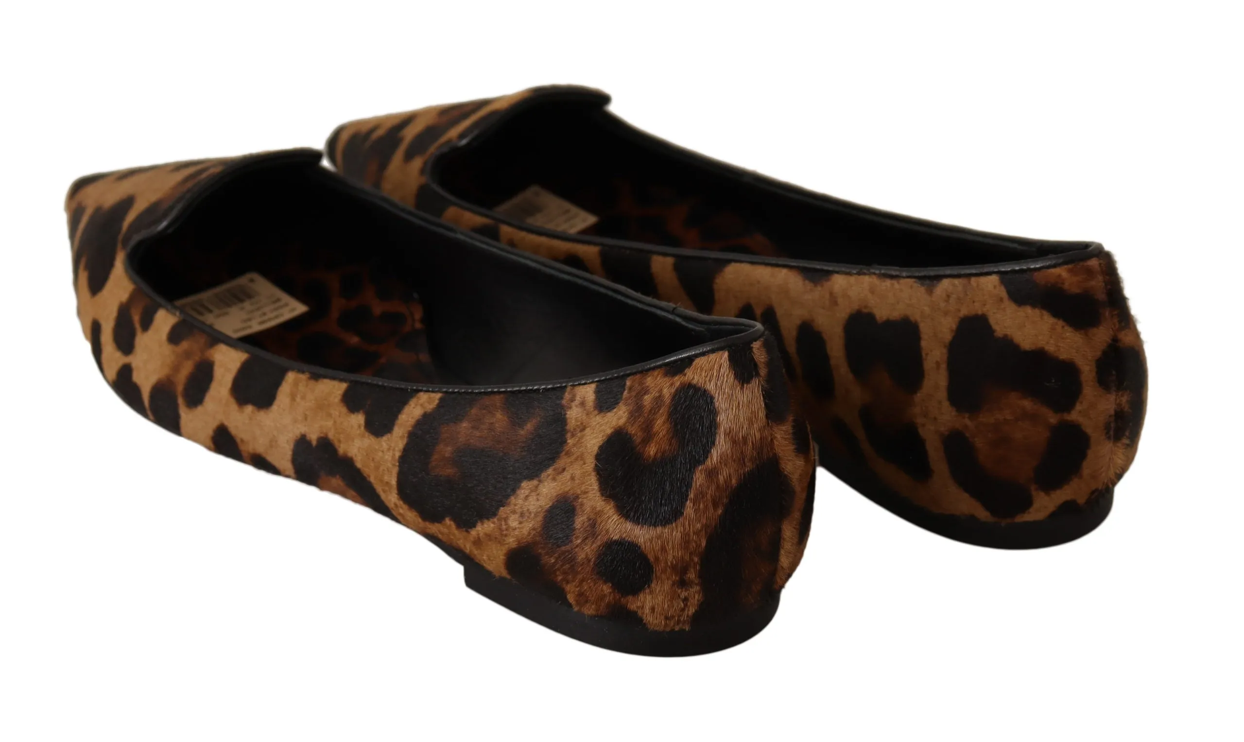 Dolce & Gabbana Brown Leopard Pony Hair Ballerina Loafers