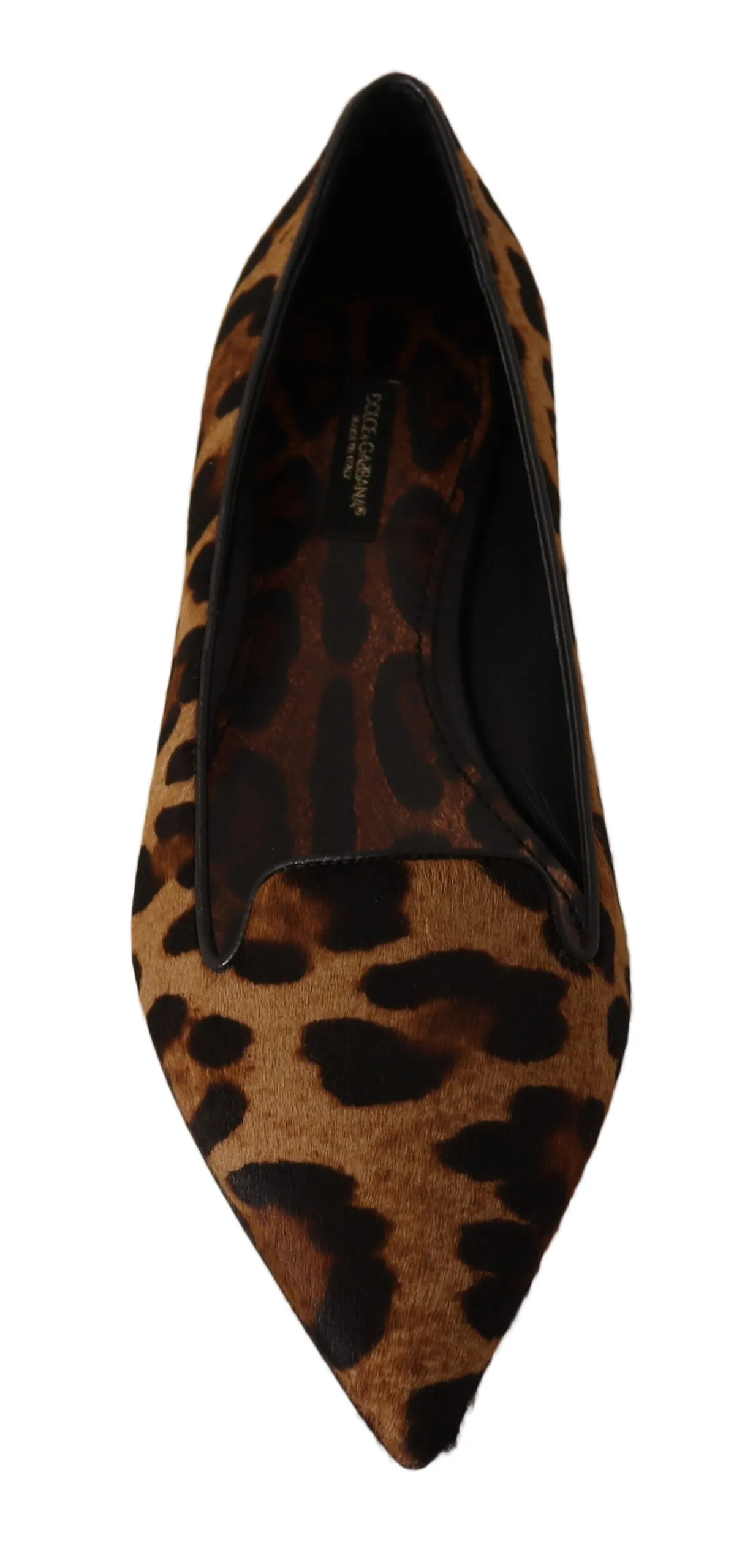 Dolce & Gabbana Brown Leopard Pony Hair Ballerina Loafers