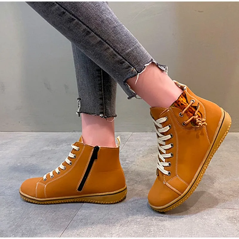 Dyavor Women Ankle Boots Zipper Plush Orthopedic Shoes