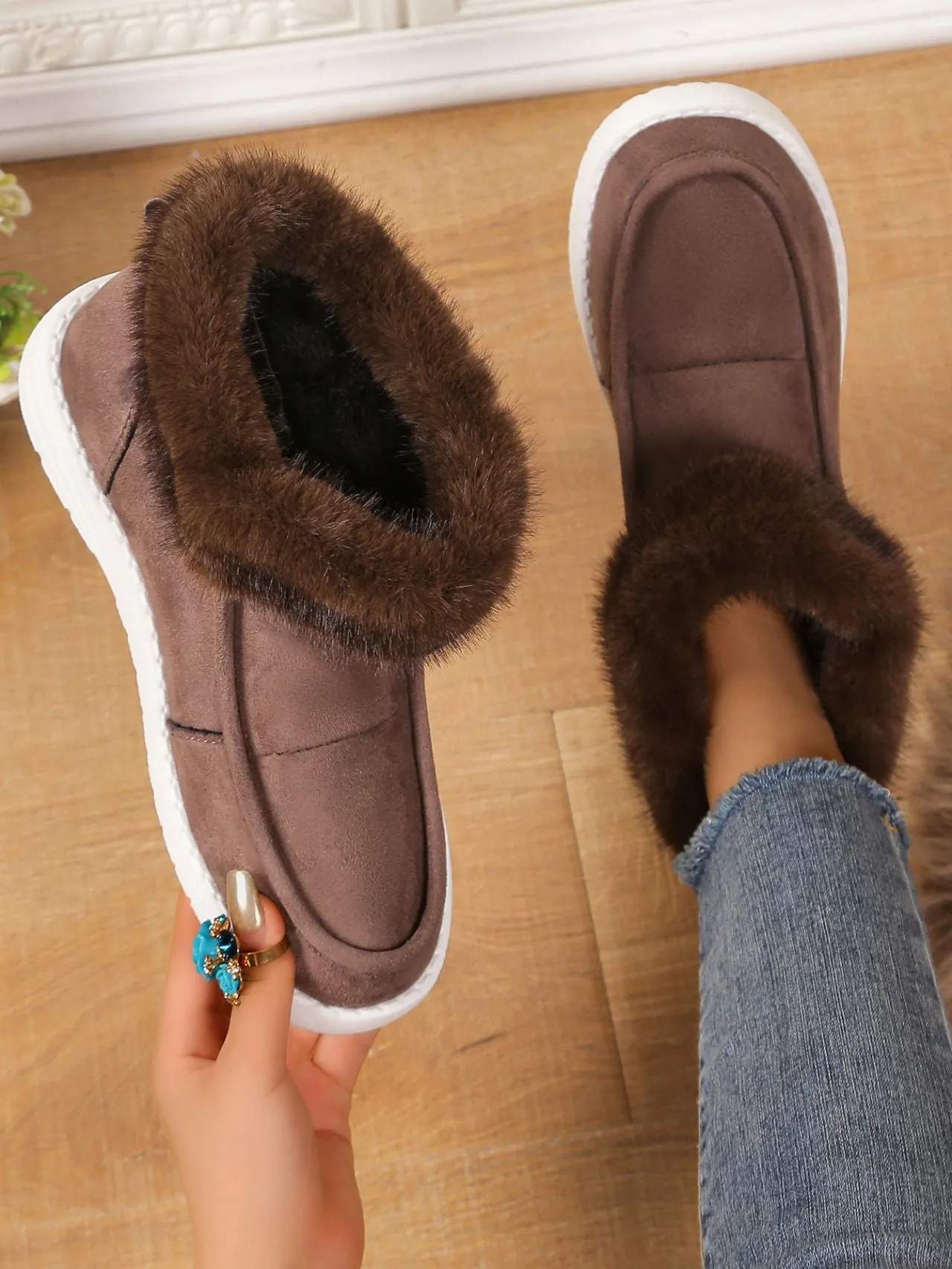 Faux Fur Suede Boots