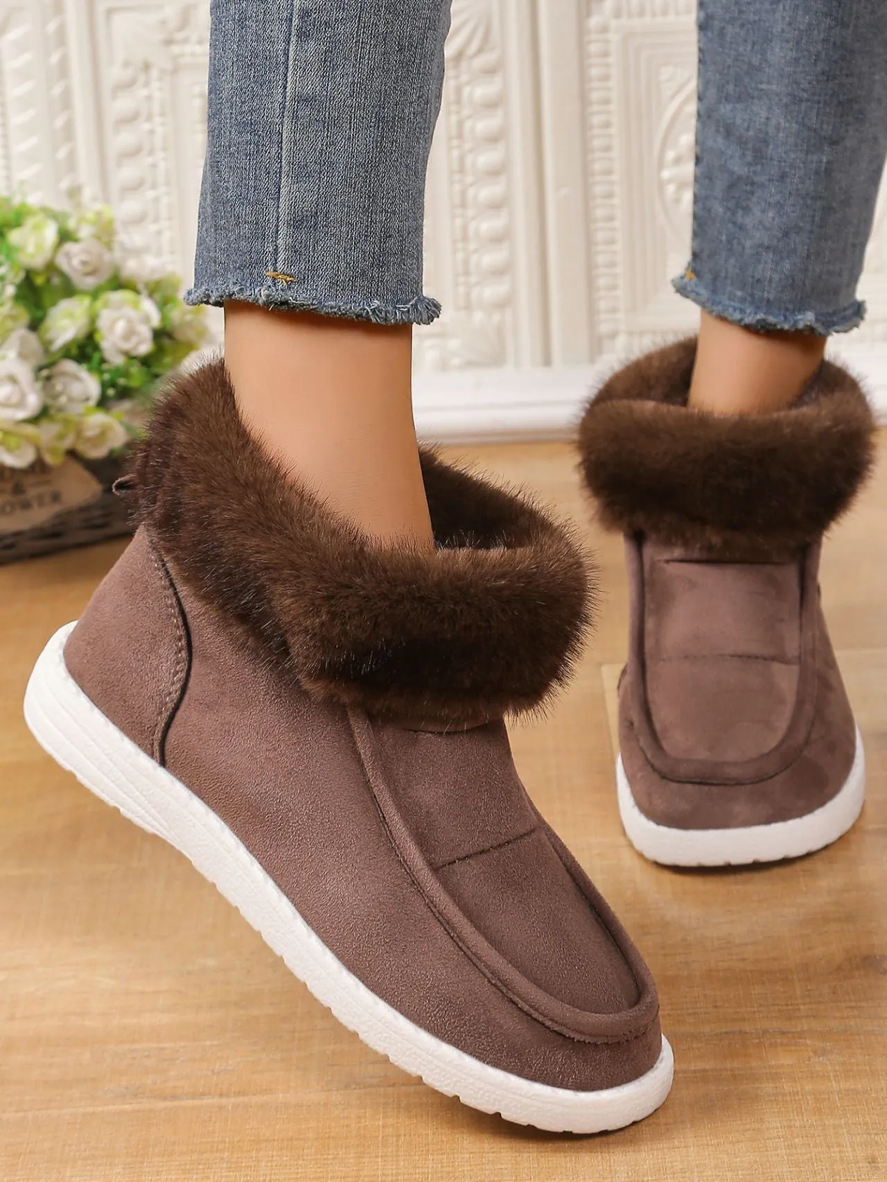 Faux Fur Suede Boots