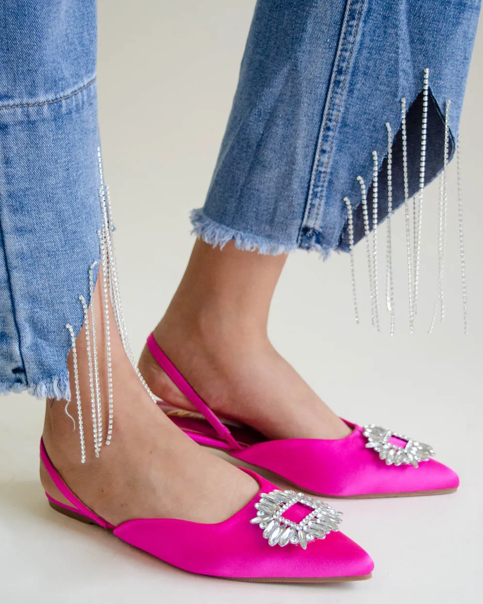 Flats satinadas con herraje