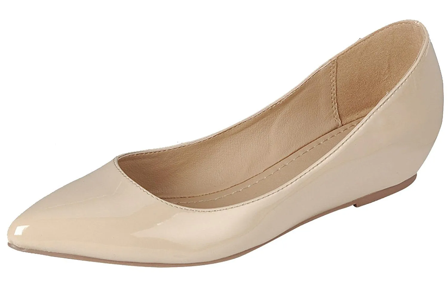 Forever Link Women's Patent Pointed Toe Slip On Ballet Flat