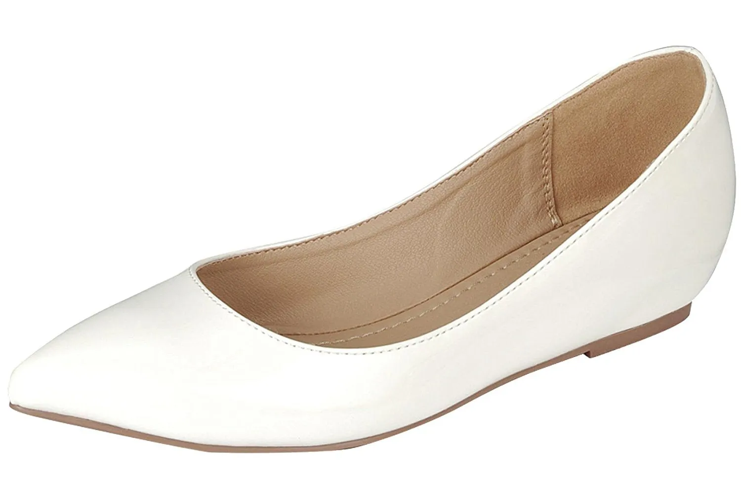 Forever Link Women's Patent Pointed Toe Slip On Ballet Flat