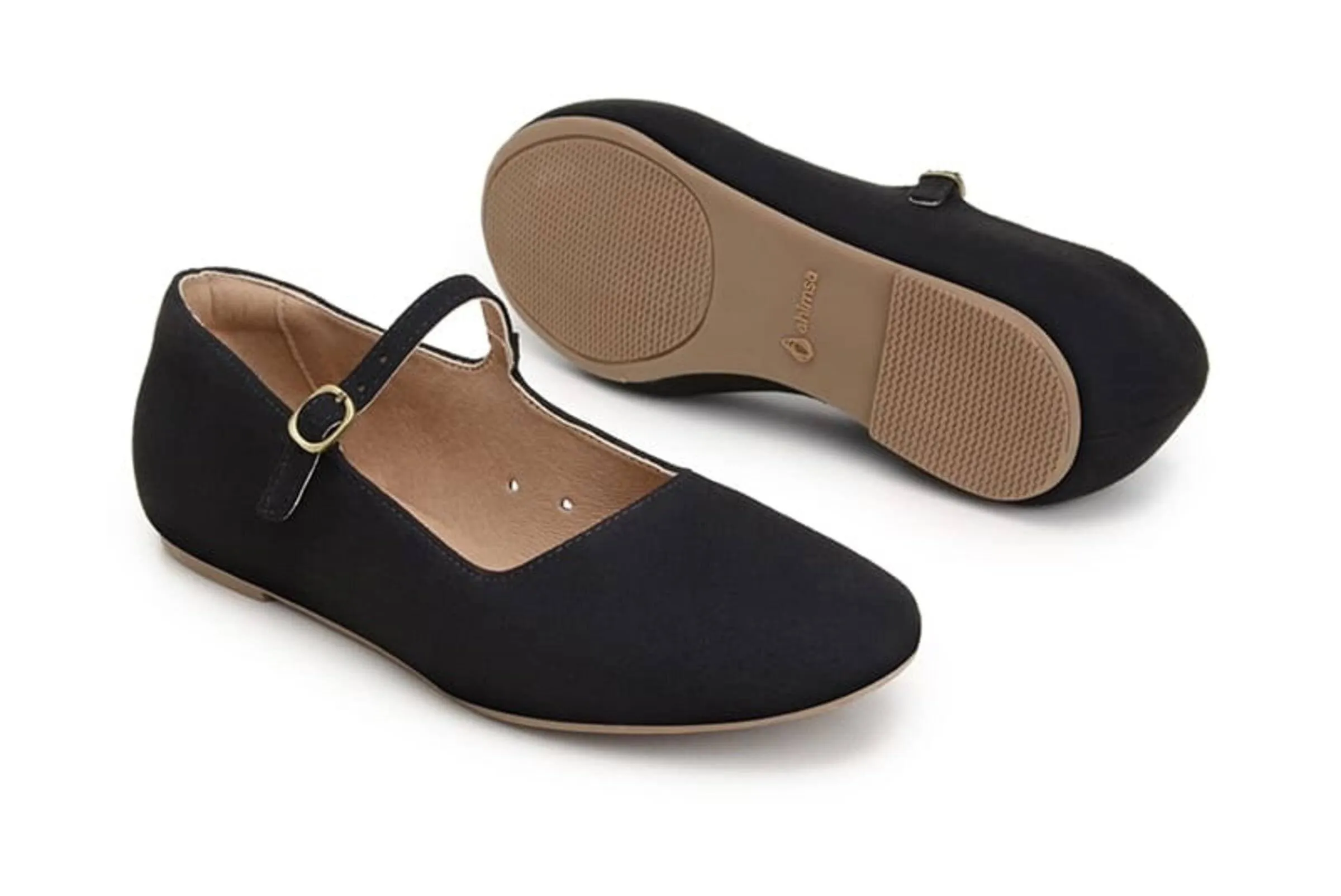 'Gabriella' Vegan-Suede Flats by Ahimsa - Black