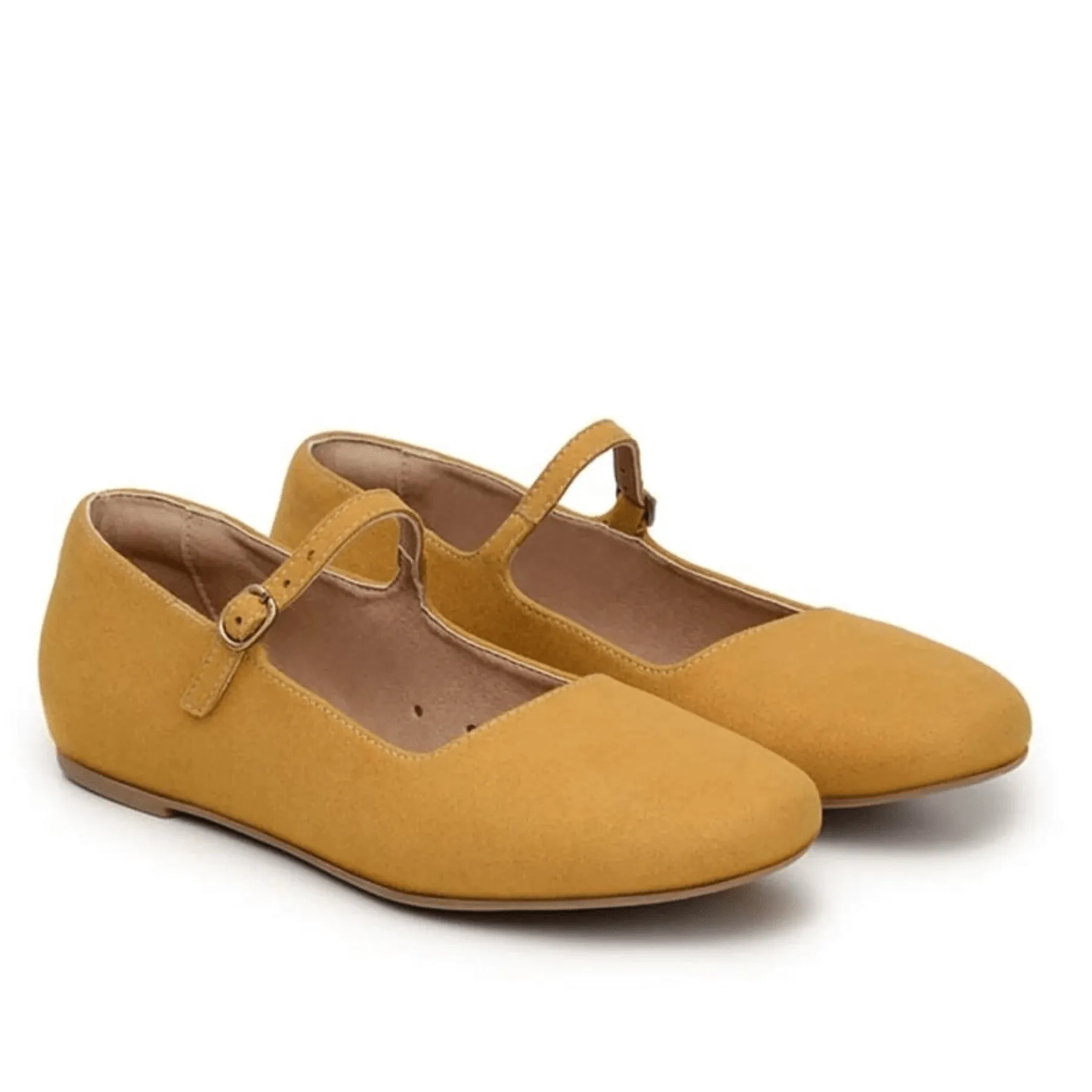 'Gabriella' Vegan-Suede Flats by Ahimsa - Mustard