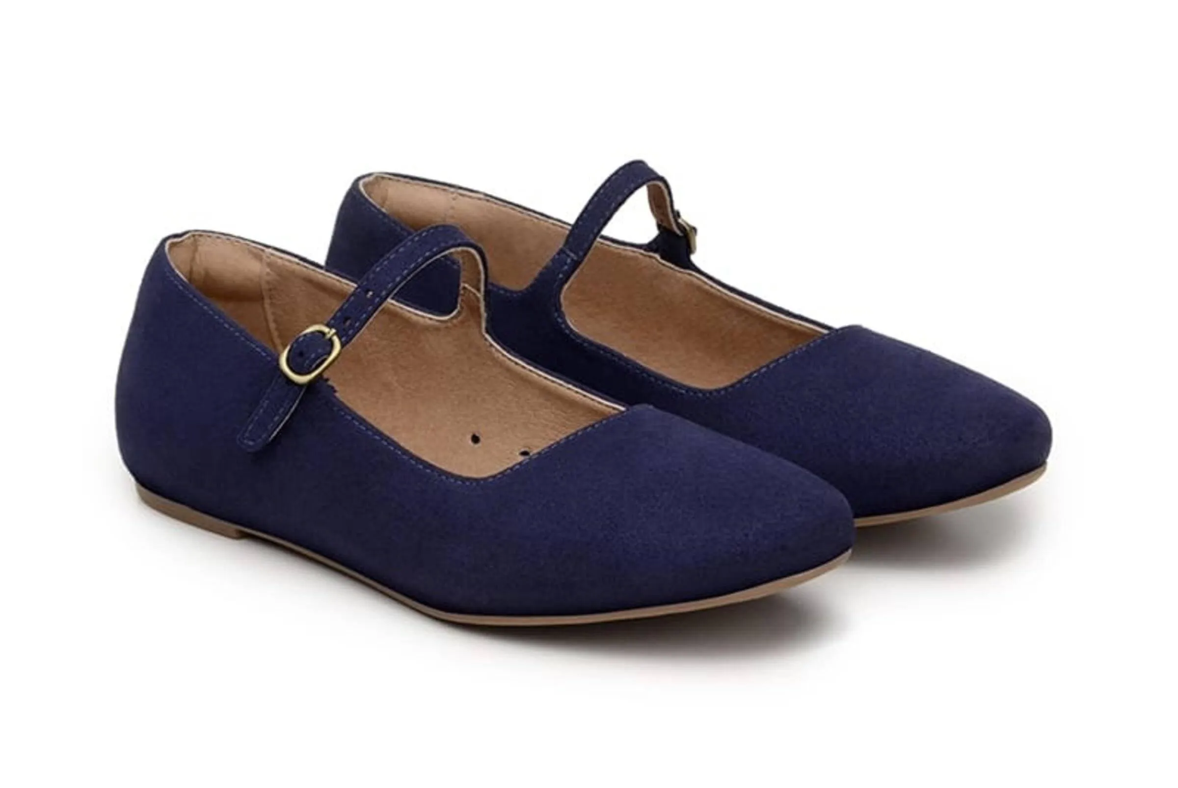 'Gabriella' Vegan-Suede Flats by Ahimsa - Navy