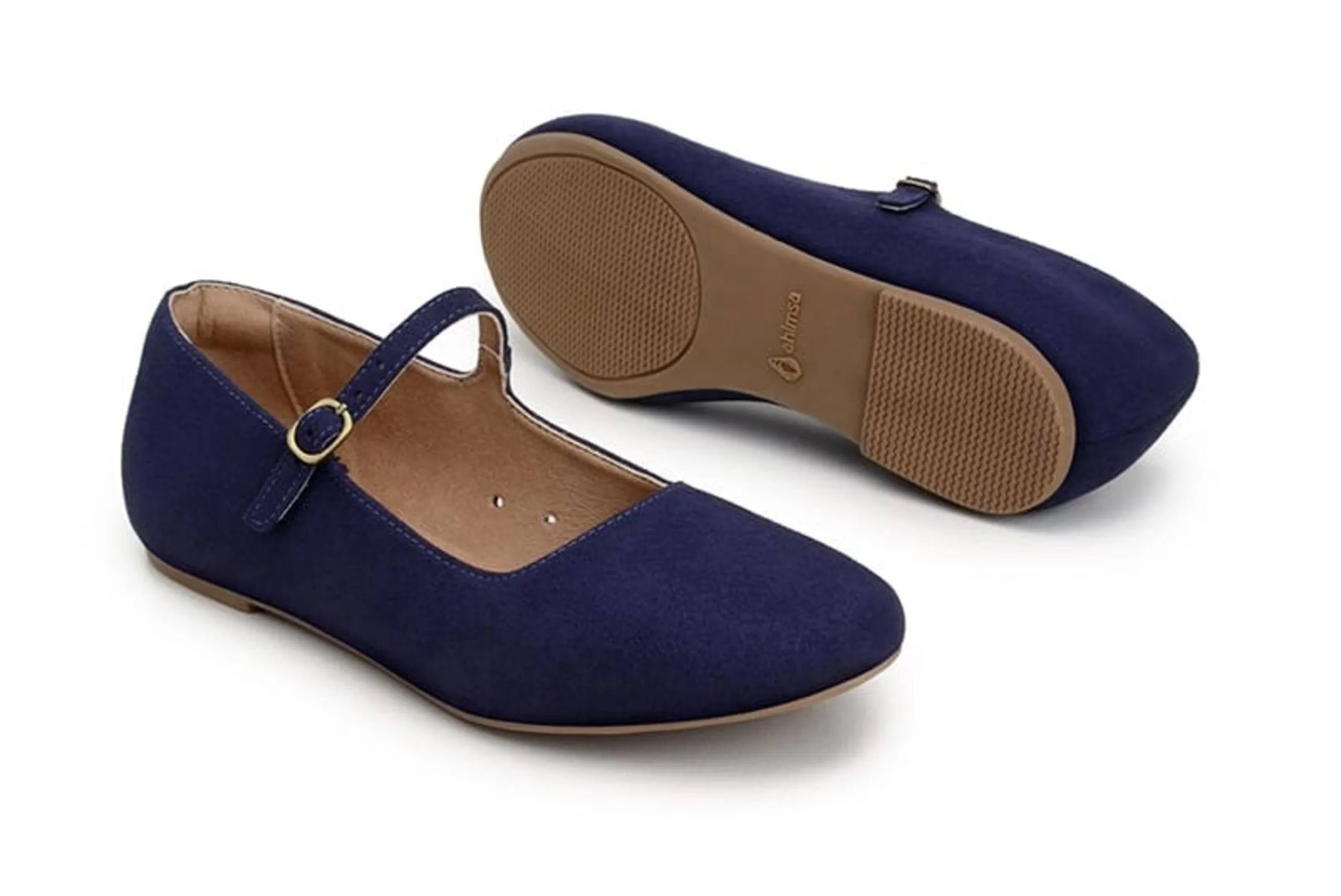 'Gabriella' Vegan-Suede Flats by Ahimsa - Navy