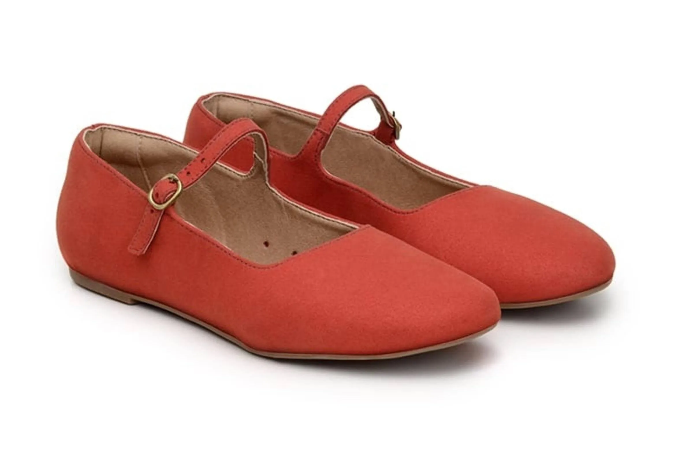 'Gabriella' vegan-suede flats by Ahimsa Shoes - red