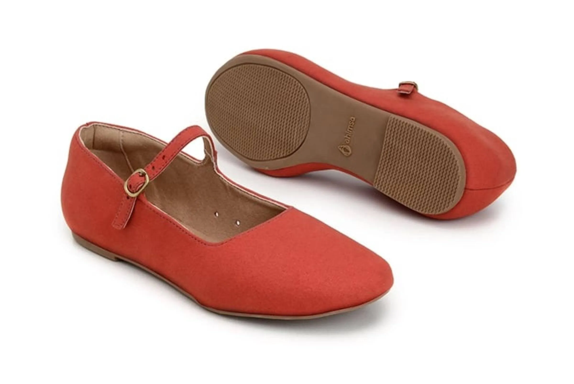 'Gabriella' vegan-suede flats by Ahimsa Shoes - red