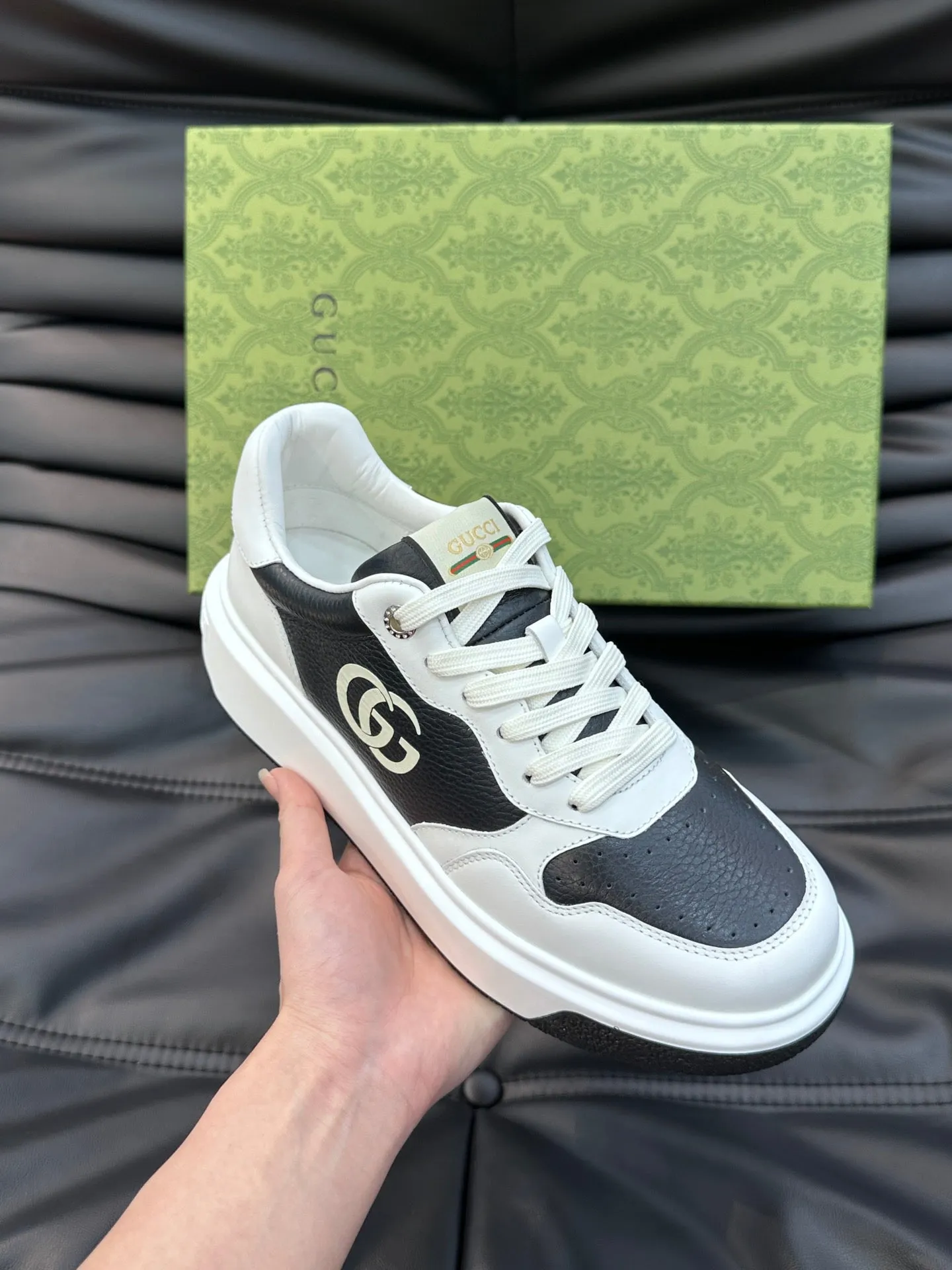 GG SNEAKERS WHITE BLACK LEATHER