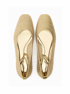 Gold crochet ballet flats