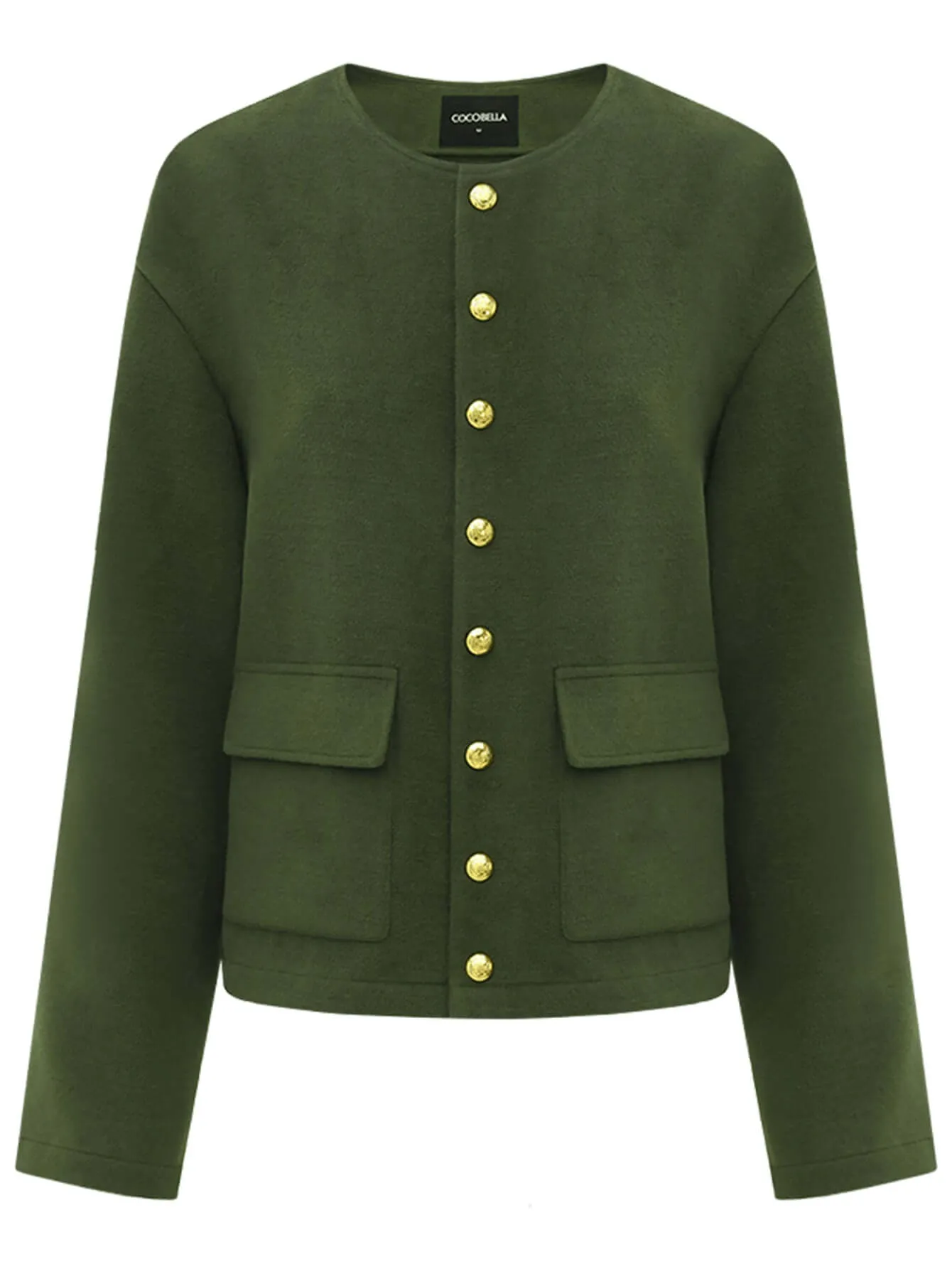 Green Letterman Jacket with Gold Snap Buttons